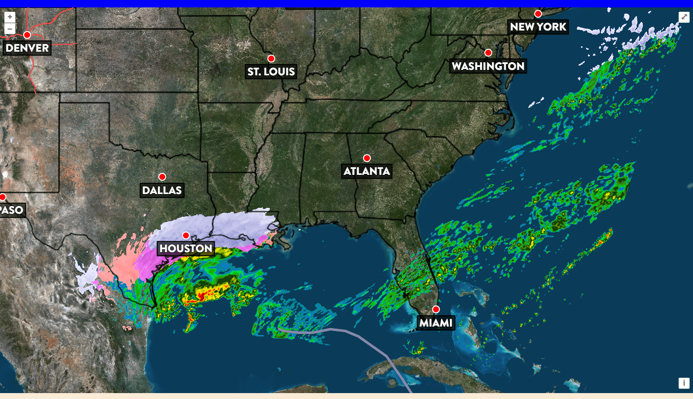 NWP Gulf Coast Snowstorm HRRR Forecast Map